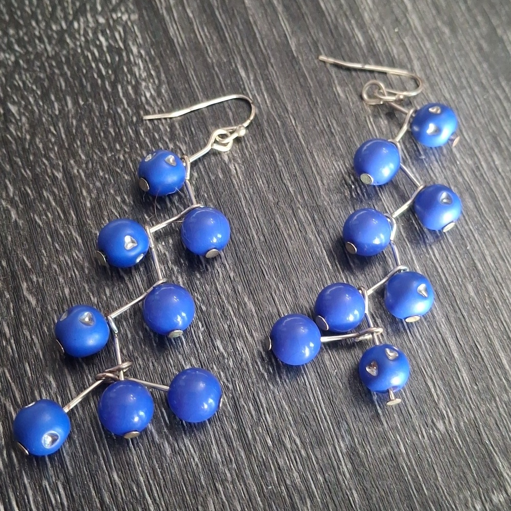Colorful Earring Set - Red, Blue, Yellow, Teal - Picture 6 of 6